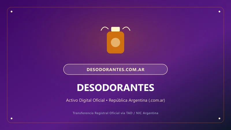 Identidad visual y presentación comercial del nombre de dominio desodorantes.com.ar en venta